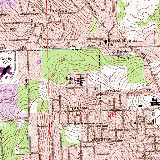 Topographic Map of John G Riley Elementary School, FL