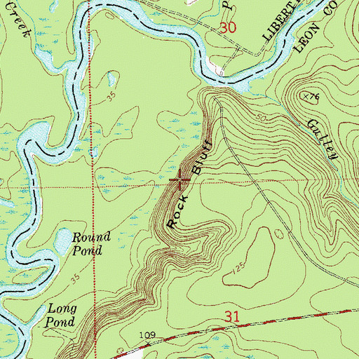 Topographic Map of Rock Bluff, FL