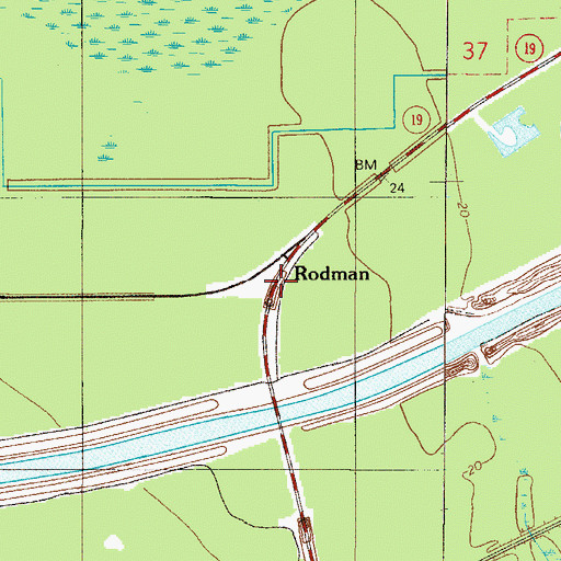 Topographic Map of Rodman, FL