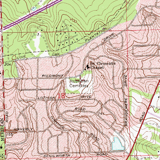 Topographic Map of Roselawn Cemetery, FL