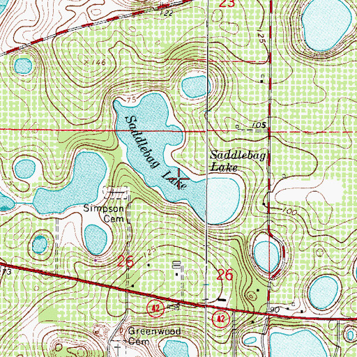 Topographic Map of Saddlebag Lake, FL