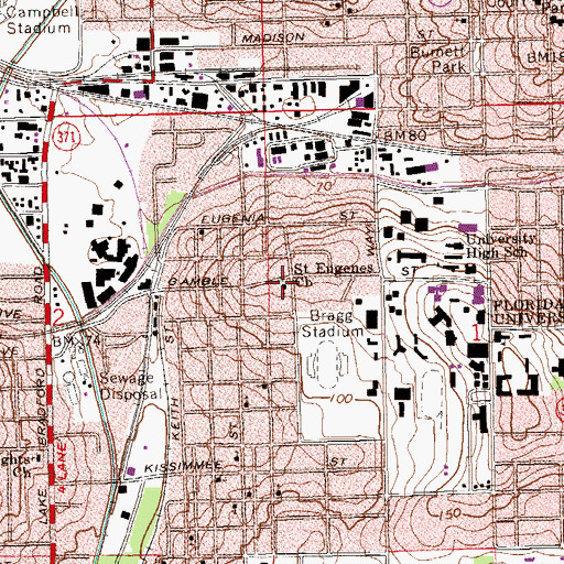 Topographic Map of Saint Eugenes Church, FL