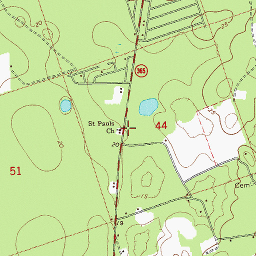 Topographic Map of Saint Pauls Church, FL