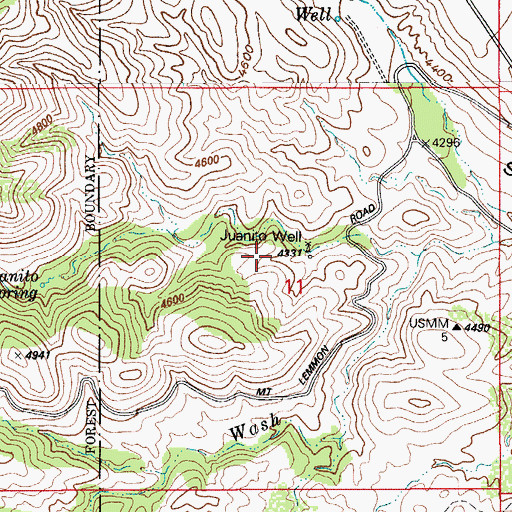 Topographic Map of Juanito Well, AZ