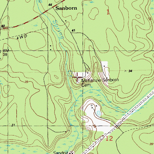 Topographic Map of Sanborn McKenzie Cemetery, FL