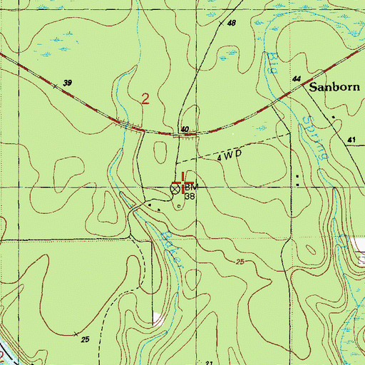 Topographic Map of Sanborn Lookout Tower (historical), FL