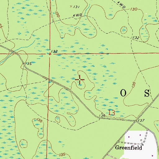 Topographic Map of Sandy Drain, FL