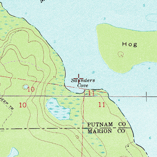 Topographic Map of Saunders Cove, FL