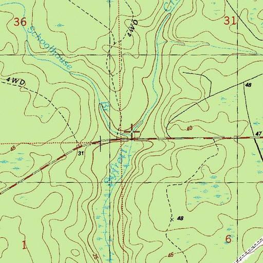 Topographic Map of Schoolhouse Branch, FL