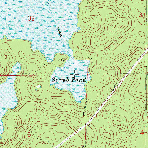 Topographic Map of Scrub Pond, FL