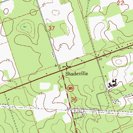 Topographic Map of Shadeville, FL
