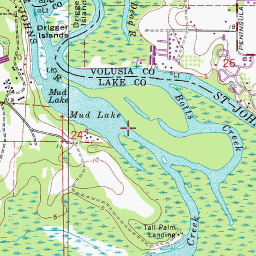Topographic Map of Shell Creek, FL