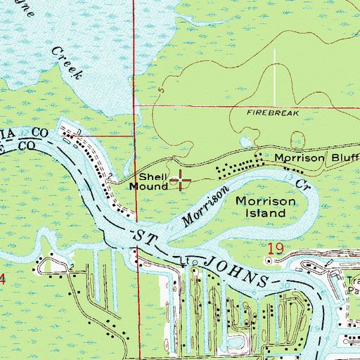 Topographic Map of Shell Mound, FL