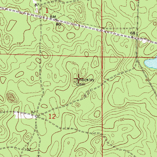 Topographic Map of Shockley Cemetery, FL
