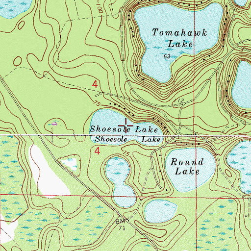 Topographic Map of Shoesole Lake, FL