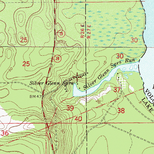 Topographic Map of Silver Glen Springs, FL