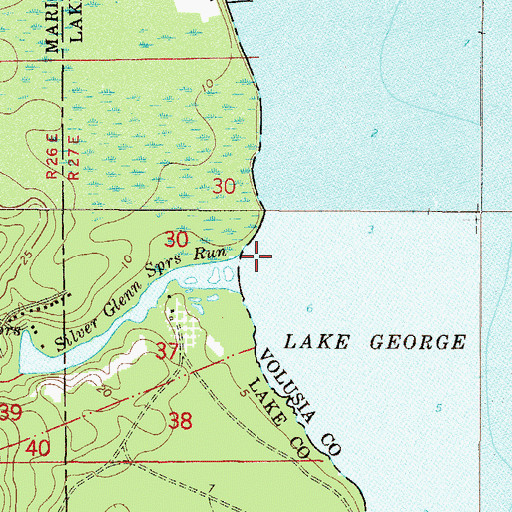 Topographic Map of Silver Glen Springs Run, FL
