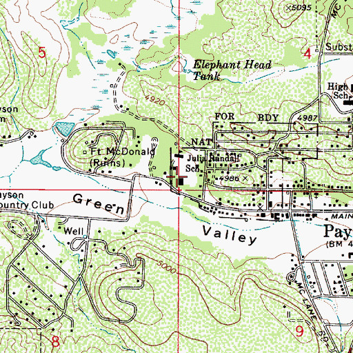 Topographic Map of Julia Randall Elementary School, AZ