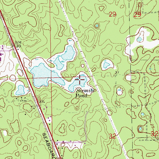 Topographic Map of Sixmile Pond, FL