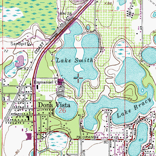 Topographic Map of Lake Smith, FL