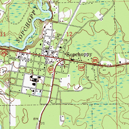 Topographic Map of Sopchoppy, FL