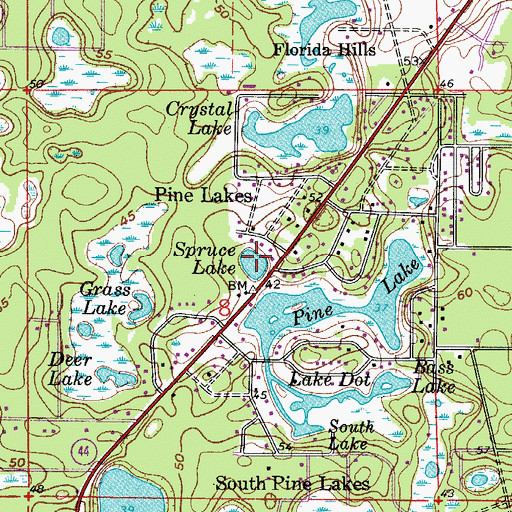 Topographic Map of Spruce Lake, FL