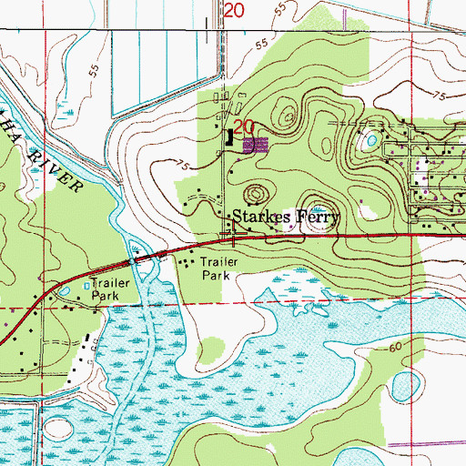 Topographic Map of Starkes Ferry, FL