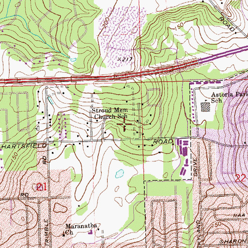 Topographic Map of Stroud Memorial Church School, FL
