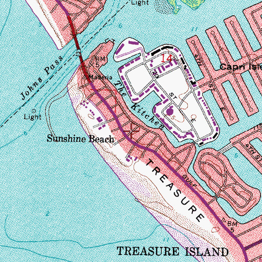 Topographic Map of Sunshine Beach, FL
