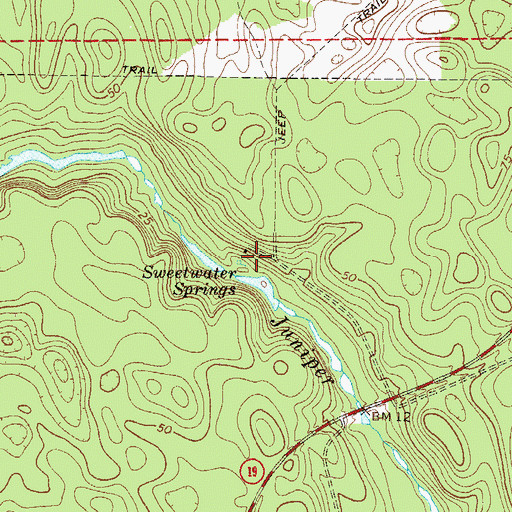 Topographic Map of Sweetwater Springs, FL
