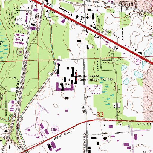 Topographic Map of Tallahassee Community College, FL