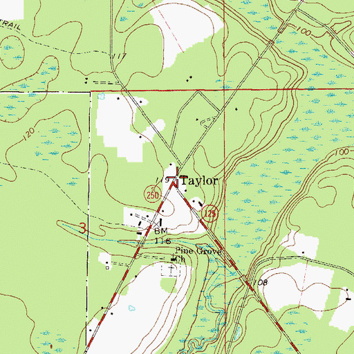 Topographic Map of Taylor, FL