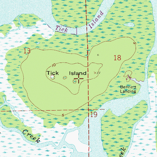 Topographic Map of Tick Island, FL