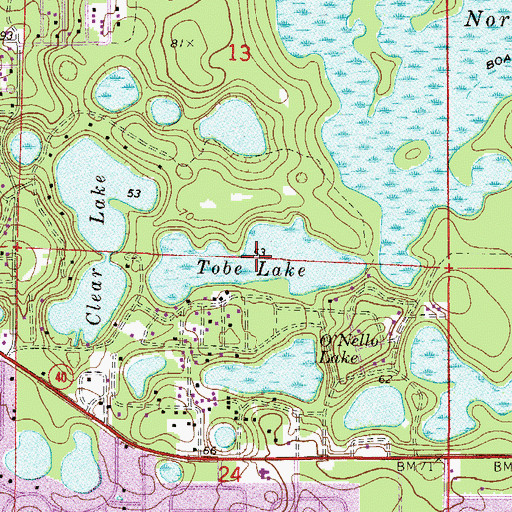 Topographic Map of Tobe Lake, FL