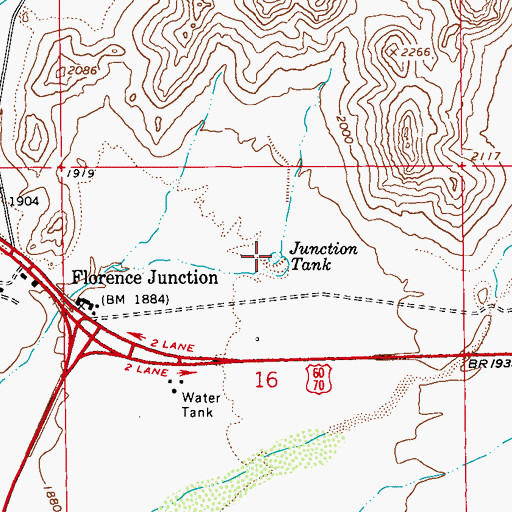 Topographic Map of Junction Tank, AZ