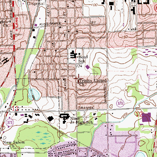 Topographic Map of Trinity United Church, FL