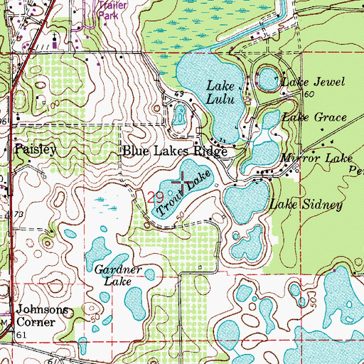 Topographic Map of Trout Lake, FL