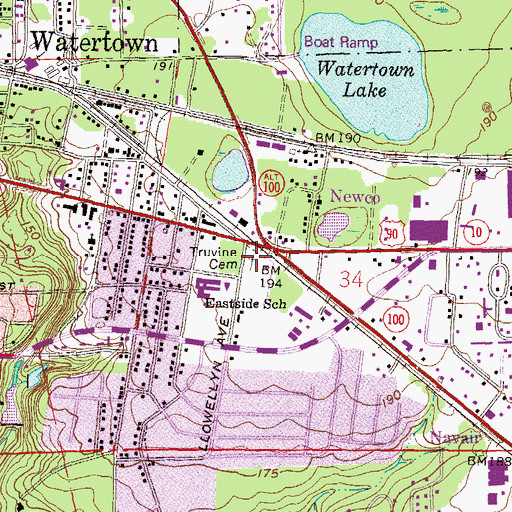 Topographic Map of Truvine Cemetery, FL