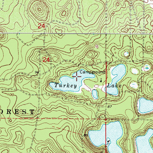 Topographic Map of Turkey Lake, FL