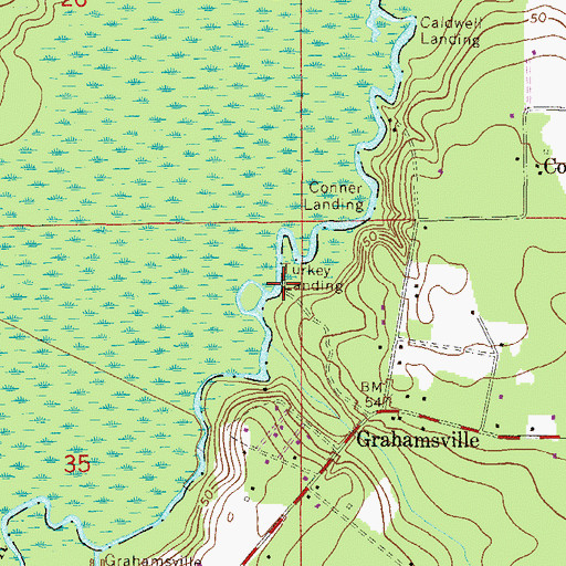 Topographic Map of Turkey Landing, FL