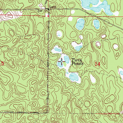 Topographic Map of Twin Ponds, FL