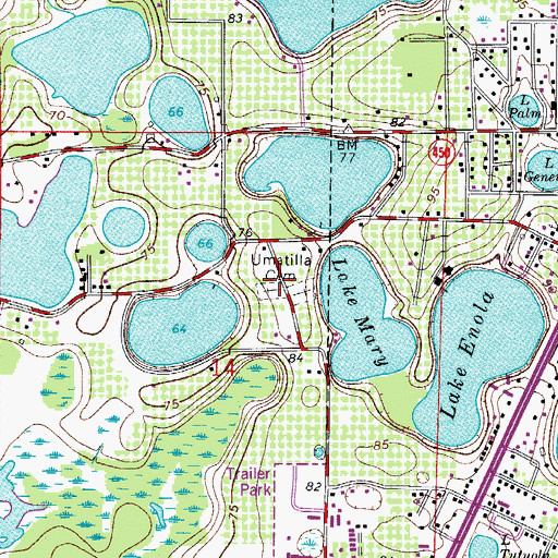 Topographic Map of Umatilla Cemetery, FL