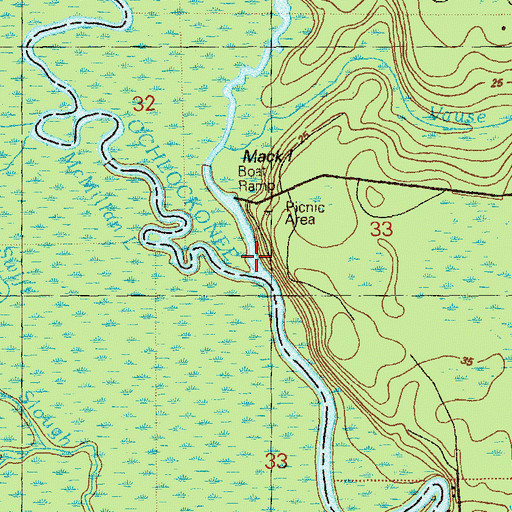 Topographic Map of Vause Branch Ochlockonee River, FL