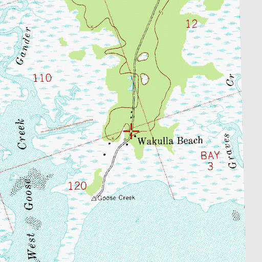 Topographic Map of Wakulla Beach, FL