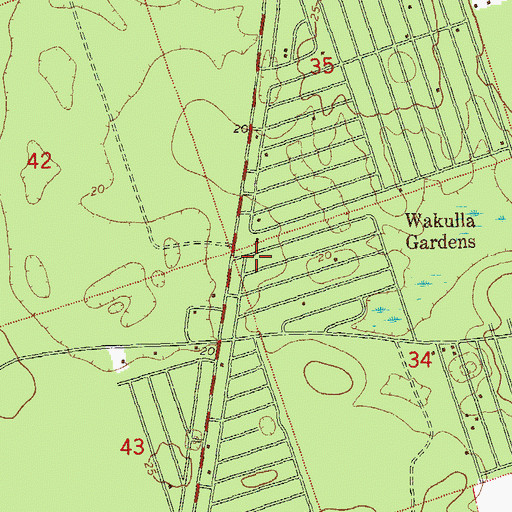 Topographic Map of Wakulla Gardens, FL