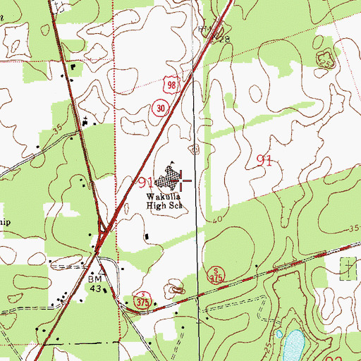 Topographic Map of Wakulla High School, FL