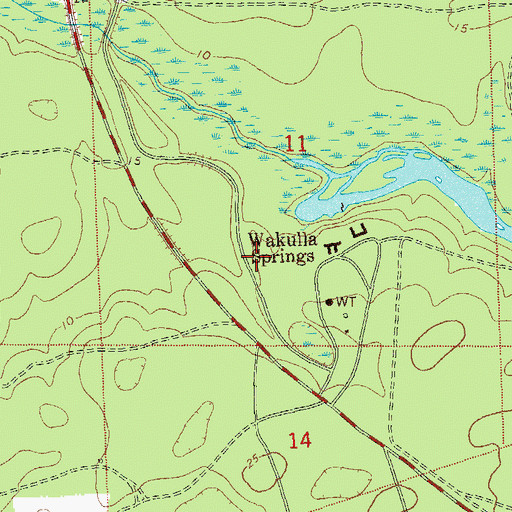 Topographic Map of Wakulla Springs, FL