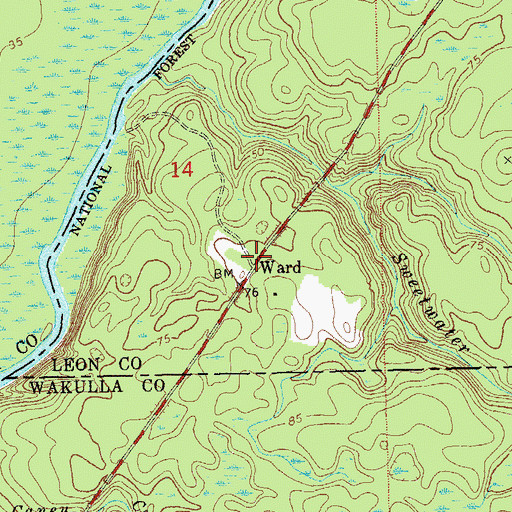 Topographic Map of Ward, FL
