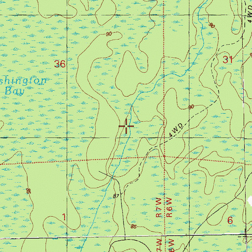 Topographic Map of Washington Bay, FL