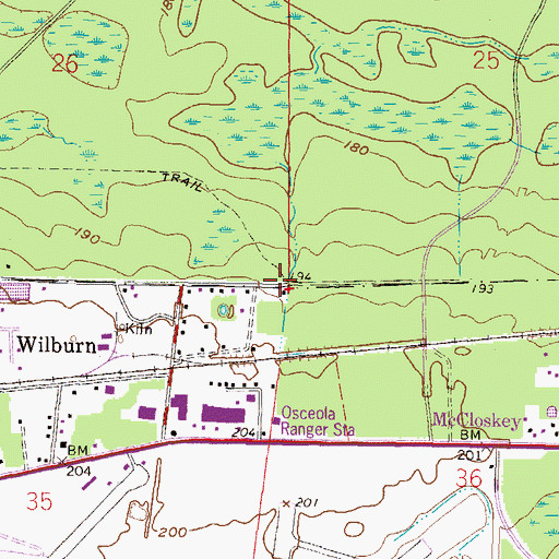 Topographic Map of Watertown Church, FL